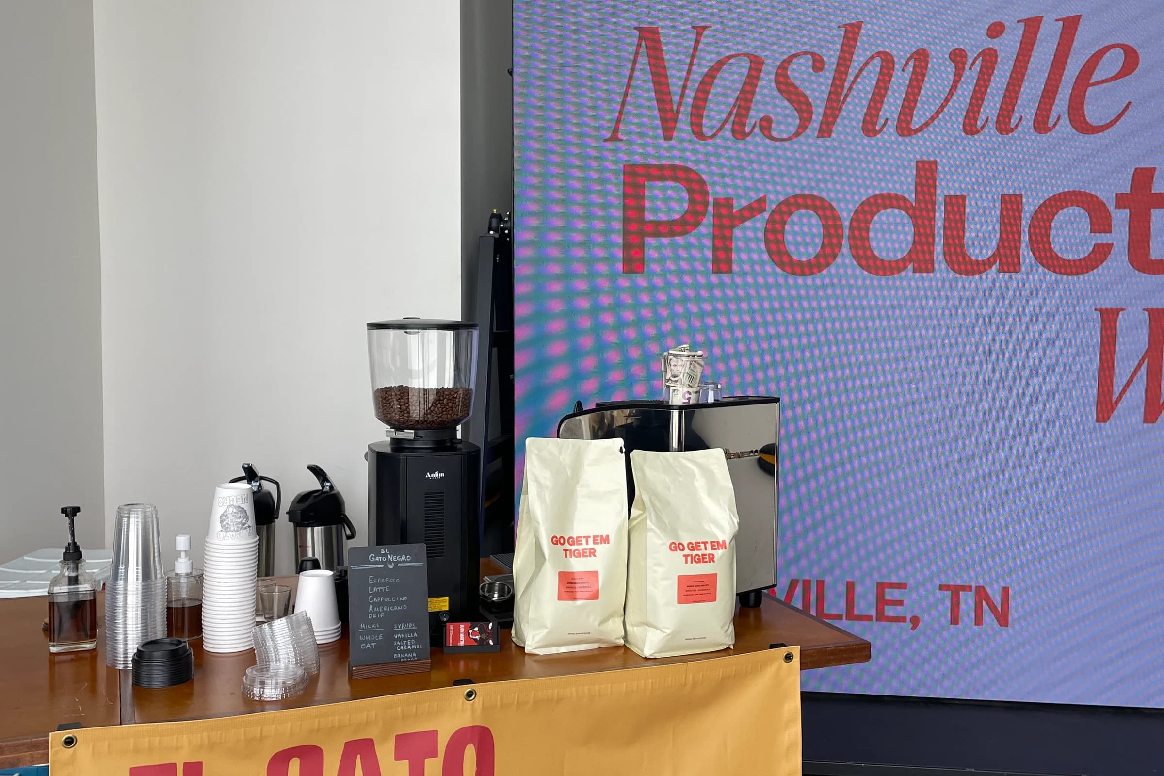 El Gato Negro cart being set up at Nashville Production Week